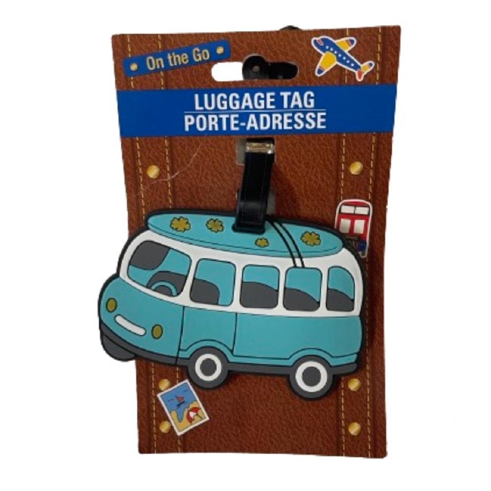 On The Go Luggage Tag - Teal Van/Bus
